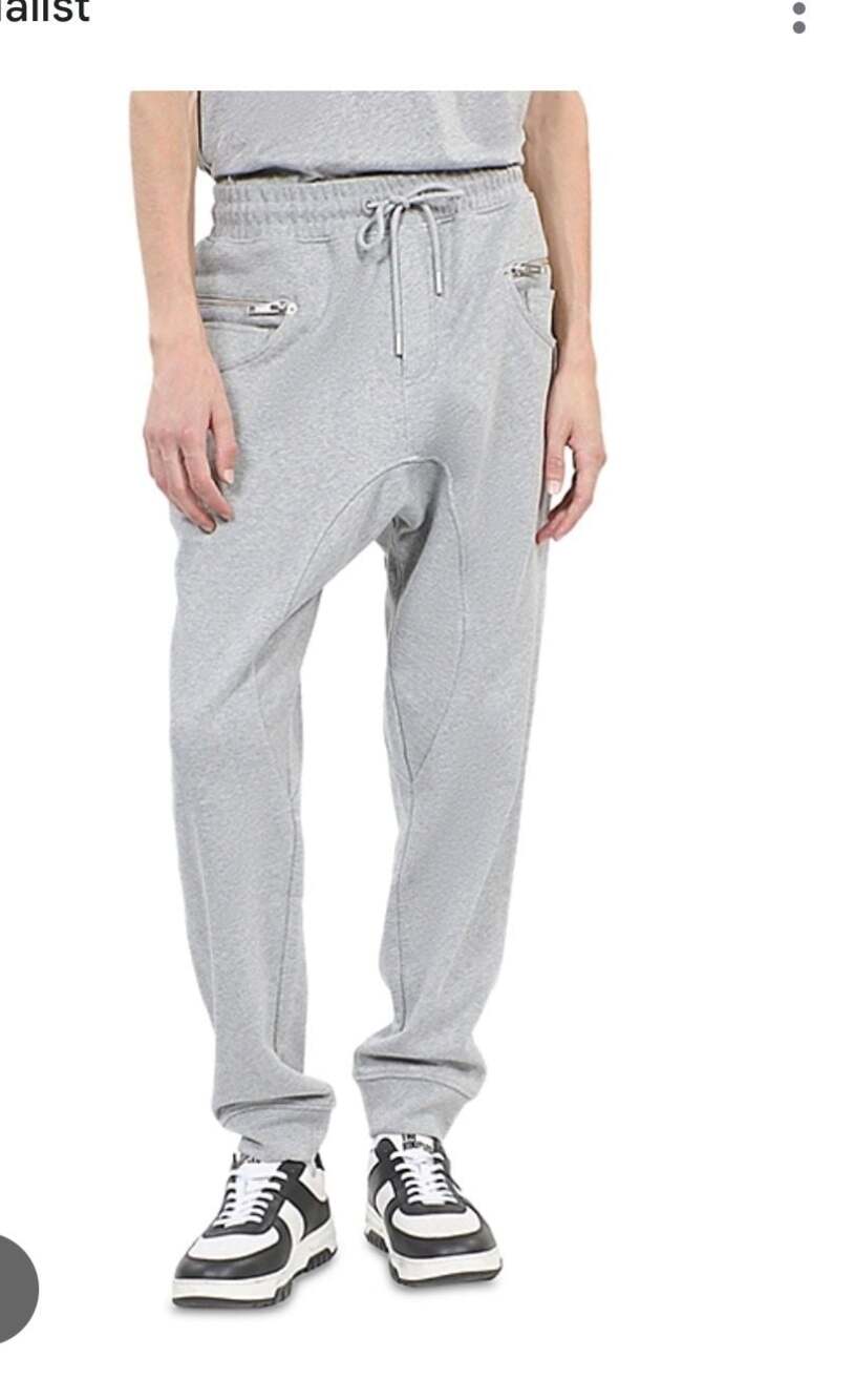 The Kooples Cotton & Badge Grey Drop-Crotch Jogger Sweatpants size S mens